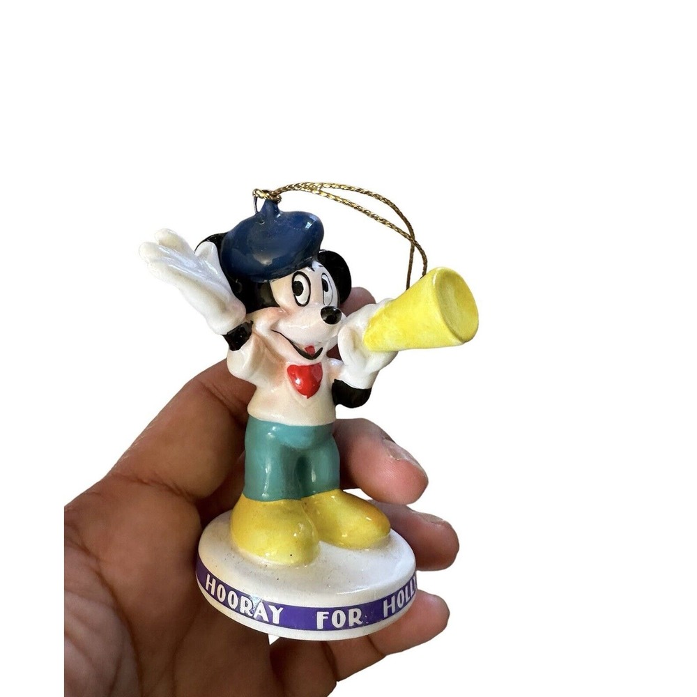 VTG Schmid & Disney Christmas Ornament Mickey Hooray for Hollywood Ceramic‎ Box